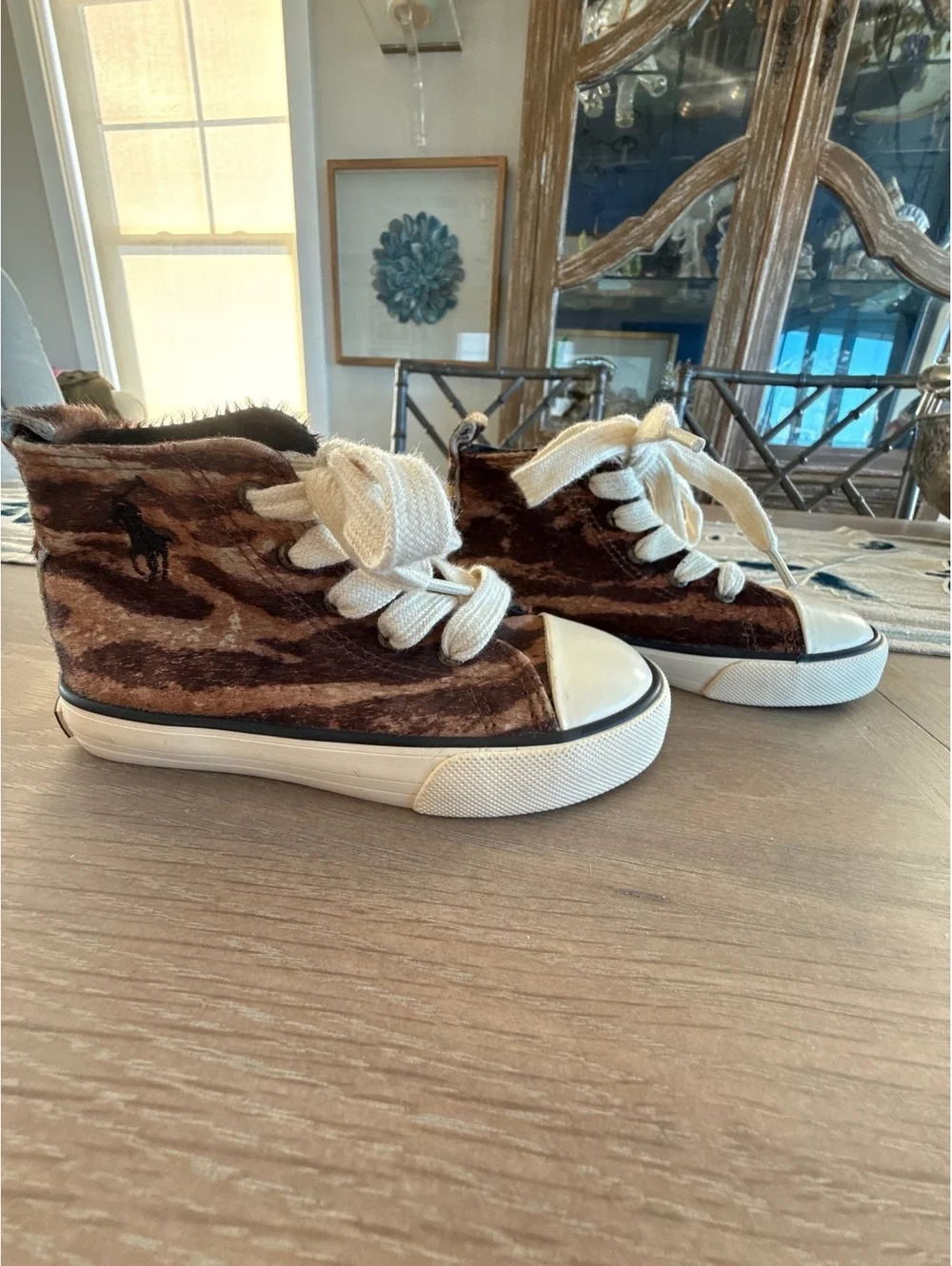 Ralph Lauren Kids Animal Print High Top Sneakers